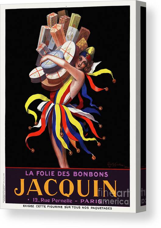 La Folie des Bonbons Jacquin France Poster 1926 Canvas Print / Canvas Art by Vintage Treasure - Pixels Canvas Prints