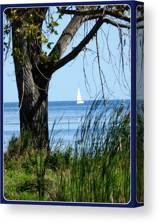 Boat Canvas Print featuring the photograph Lake Erie calm by Judy Stepanian