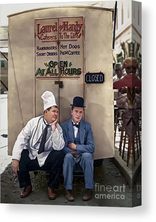 Laurelandhardy Canvas Print featuring the digital art Laurel and Hardy Pack up Your Troubles by Franchi Torres