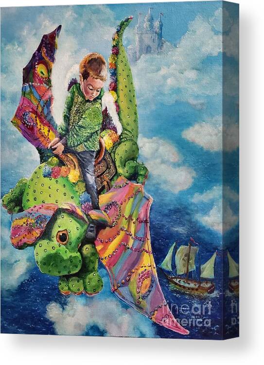 Puff Canvas Print featuring the painting Leo and Puff by Merana Cadorette