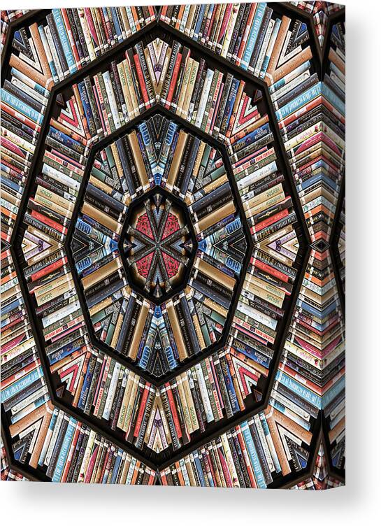 Books Canvas Print featuring the photograph Library Kaleidoscope by Minnie Gallman