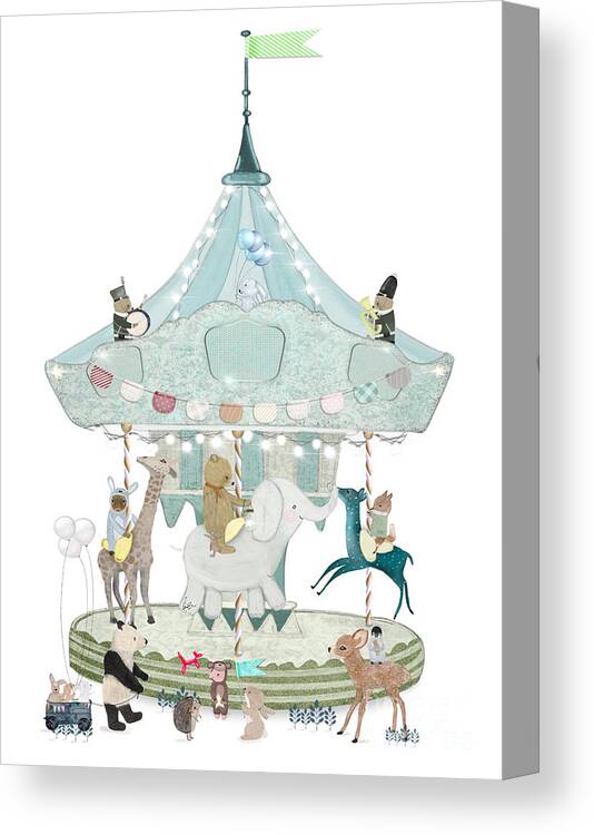 Nursery Art Canvas Print featuring the painting Little Carousel by Bri Buckley