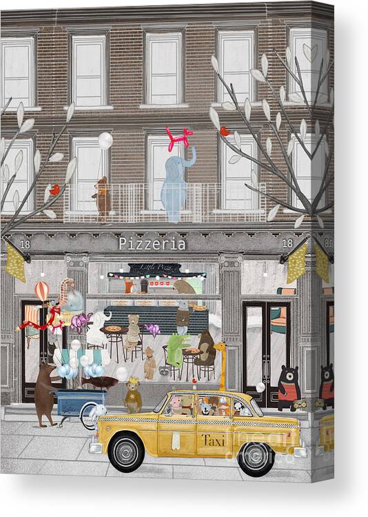 Pizza Canvas Print featuring the painting Little Pizzeria by Bri Buckley