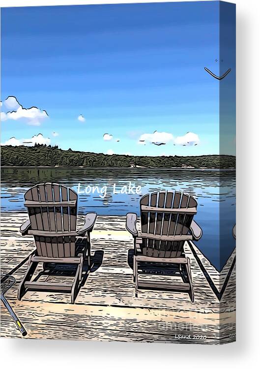 Long Lake Ny Face Mask Canvas Print featuring the digital art Long Lake Chairs by Lorraine Sanderson