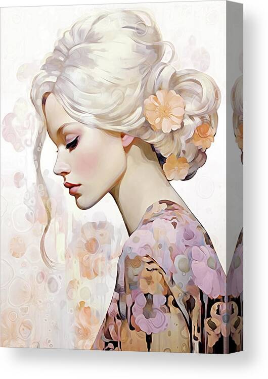 Woman Canvas Print featuring the mixed media Lovely Thoughts by Jacky Gerritsen