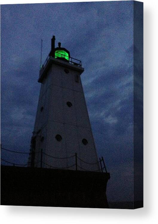 Michigan Canvas Print featuring the photograph Ludington Lighthouse at Night by Lisa White