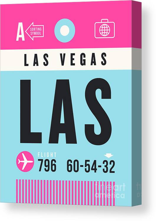 Airline Canvas Print featuring the digital art Luggage Tag A - LAS Las Vegas USA by Organic Synthesis