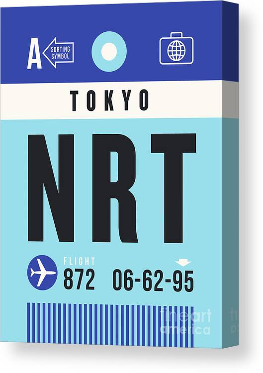 Airline Canvas Print featuring the digital art Luggage Tag A - NRT Tokyo Japan by Organic Synthesis