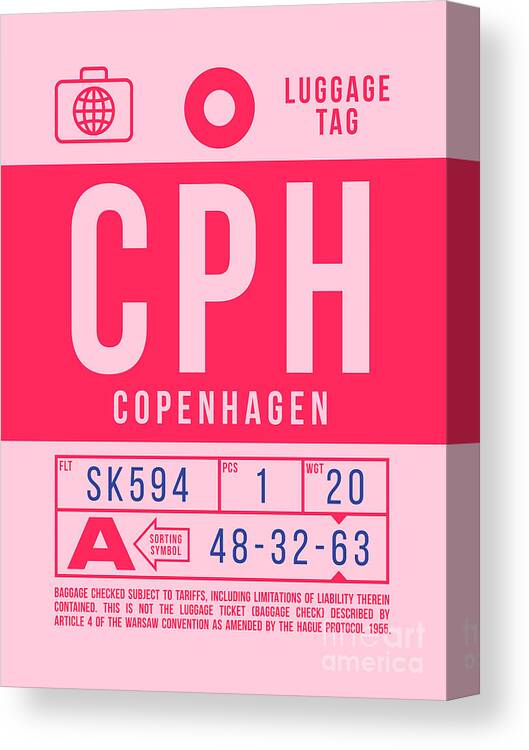 Luggage Tag B - CPH Copenhagen Denmark Canvas Print Canvas Art by Organic Synthesis - Pixels Canvas Prints