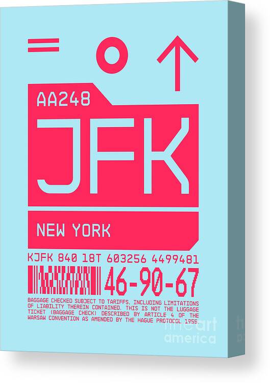 Airline Canvas Print featuring the digital art Luggage Tag C - JFK New York USA by Organic Synthesis