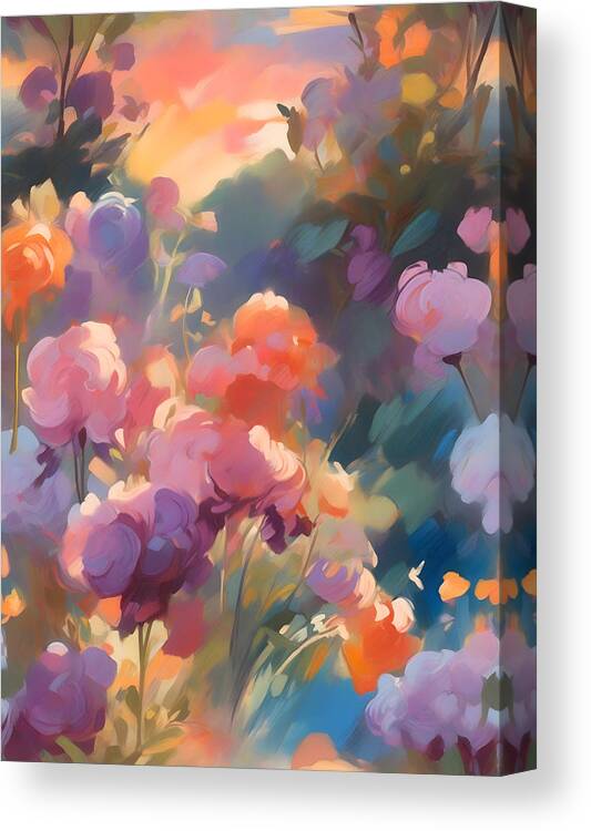 Mark Greenberg Canvas Print featuring the digital art Flower Garden #2 by Mark Greenberg