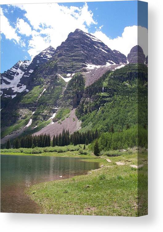 Maroon Bells Canvas Print featuring the photograph Maroon Bells Up Close by Amanda R Wright