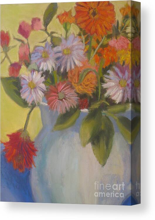 A Bouquet Of Flowers Canvas Print featuring the painting Martha's Flowers by Constance Gehring