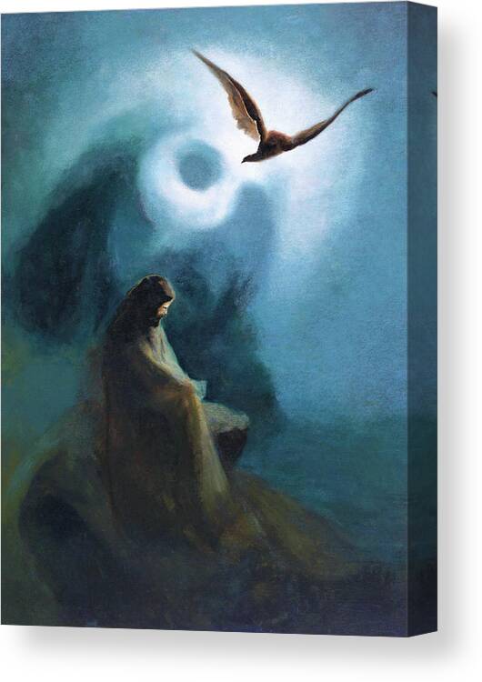 Martyr And Crucified Canvas Print featuring the painting Martyr and crucified, son Helios - Digital Remastered Edition by Karl Wilhelm Diefenbach