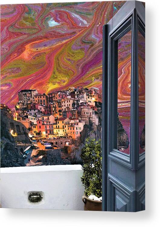 Mediterranean Canvas Print featuring the digital art Mediterranean View by Mary Poliquin - Policain Creations