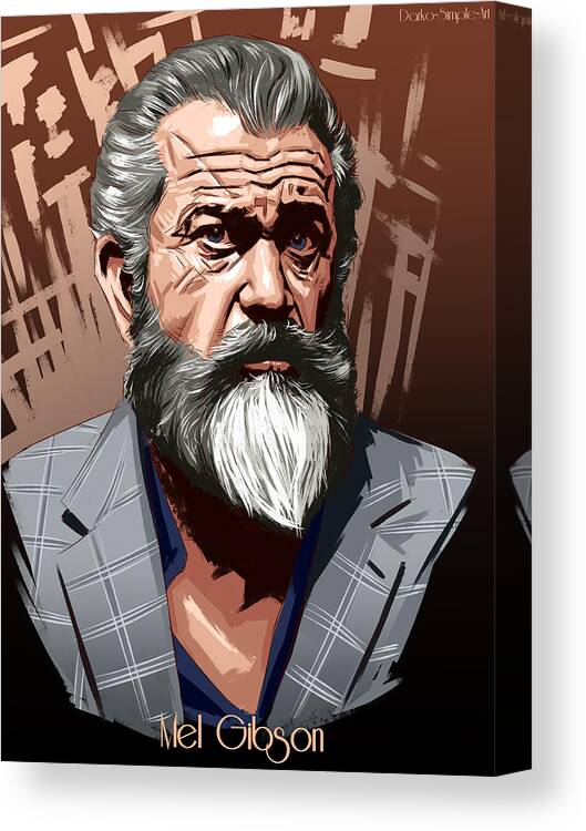 Mel Gibson Canvas Print featuring the digital art Mel Gibson by Darko B