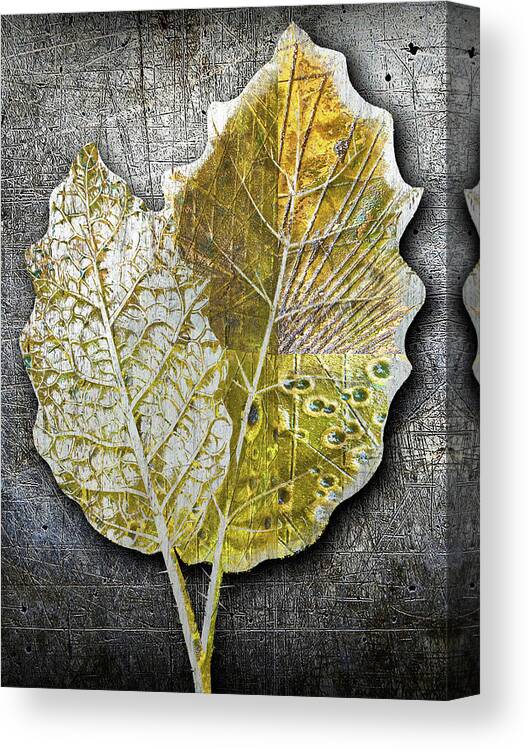 1800s Canvas Print featuring the painting Metal Metallic Gold Silver Leaves 1 by Tony Rubino
