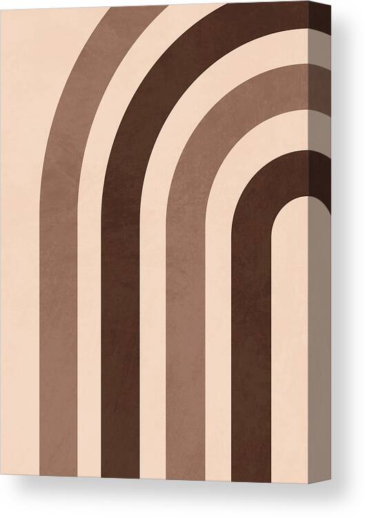 Geometric Canvas Print featuring the mixed media Mid Century Modern Print 08 - Minimal Geometric Arch - Stylish, Abstract, Contemporary - Brown by Studio Grafiikka