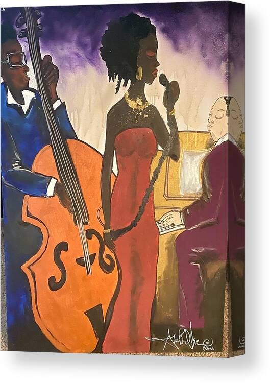  Canvas Print featuring the painting Mo JAZZ by Angie ONeal