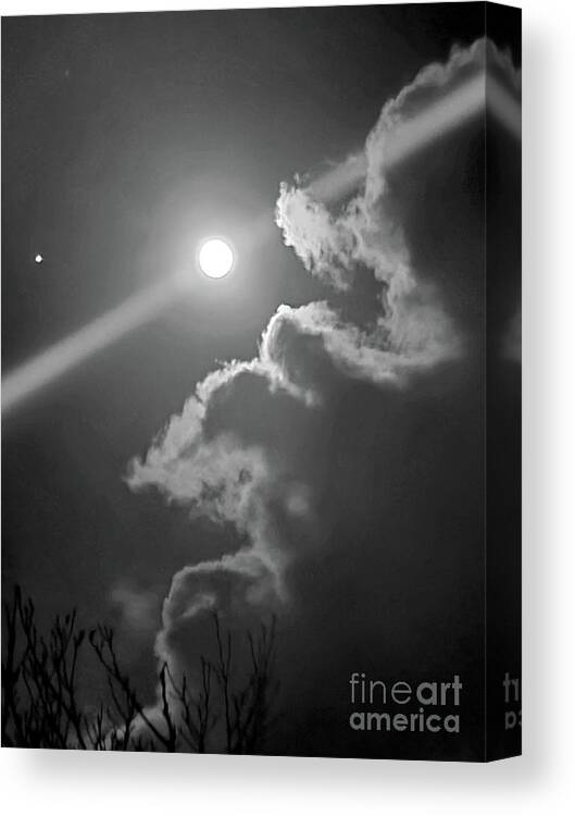 Moon Canvas Print featuring the photograph Moon Abstract Black And White by Tracey Lee Cassin