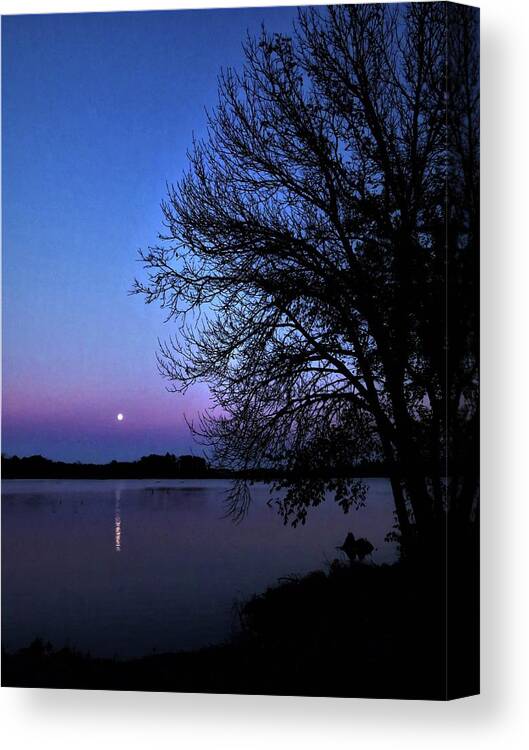 Moonrise Canvas Print featuring the photograph Moonrise on the Marsh by Lori Frisch