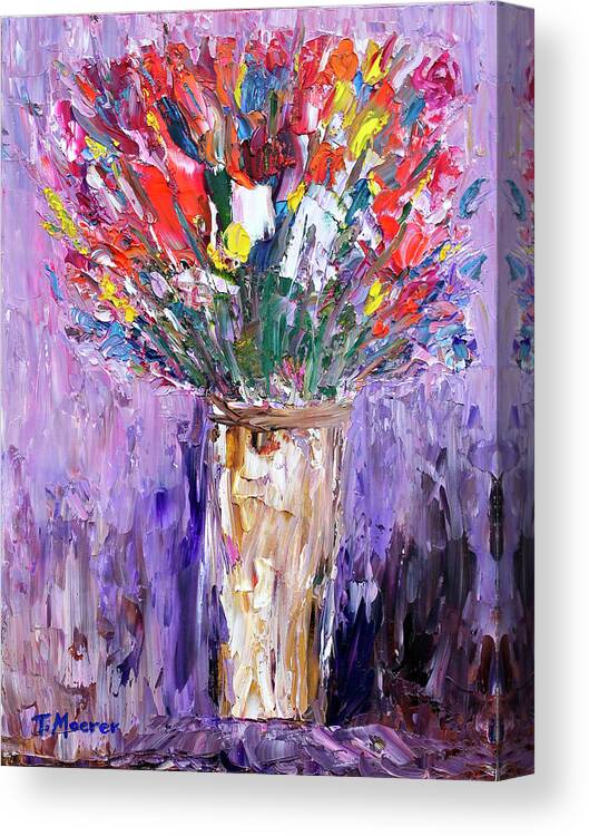 Flowers Canvas Print featuring the painting Morning Bouquet by Teresa Moerer