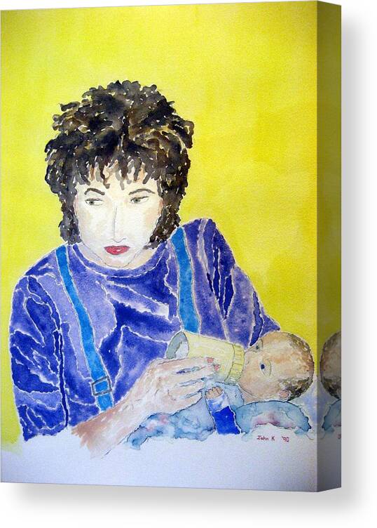 Watercolor Canvas Print featuring the painting Mother of Lore by John Klobucher