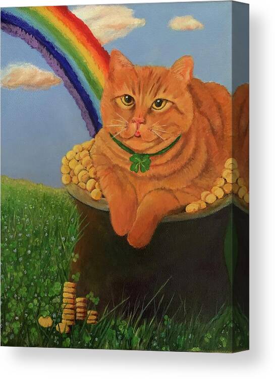 Cat Canvas Print featuring the painting Mr. Lucky by Jane Ricker