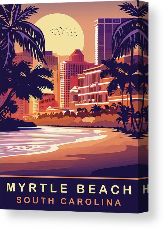 Myrtle Beach Canvas Print featuring the digital art Myrtle Beach, SC by Long Shot