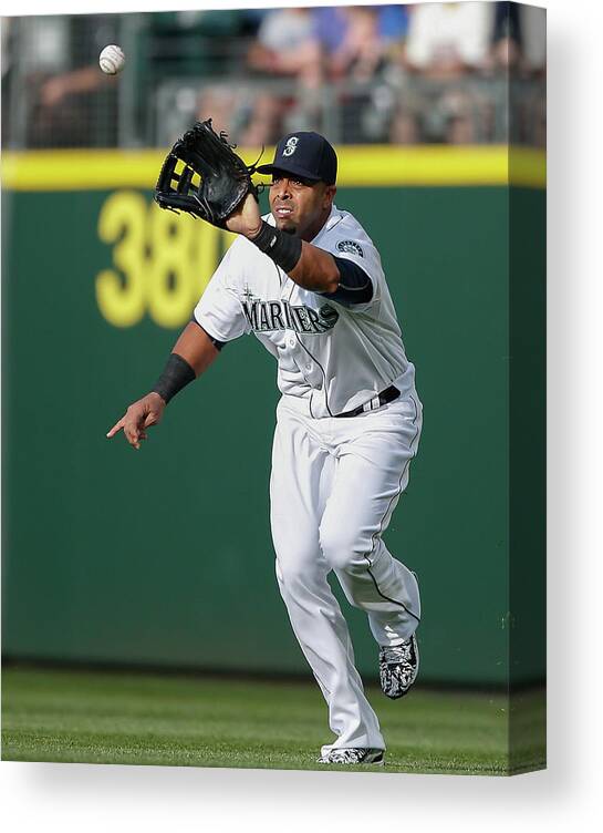People Canvas Print featuring the photograph Nelson Cruz and Mark Canha by Otto Greule Jr