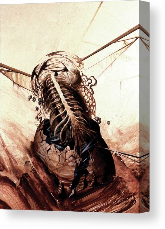 Surrealism Canvas Print featuring the painting Neurotoxic Konstruction by Sv Bell