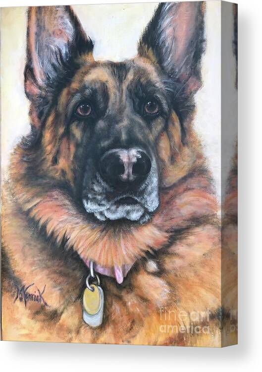Dog Canvas Print featuring the painting Never Forgotten by M J Venrick