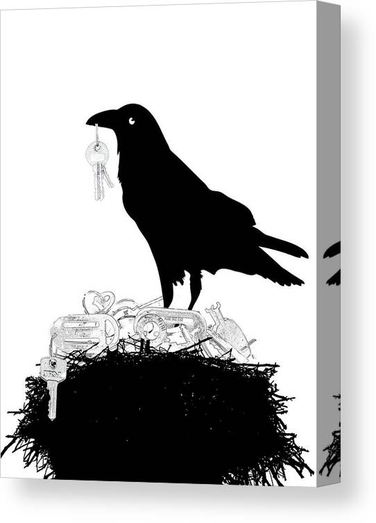 Crow Canvas Print featuring the mixed media Nevermore to be Found by Moira Law