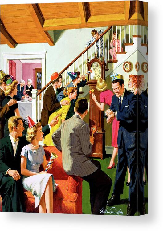New Year Canvas Print featuring the digital art New Year Party by Long Shot