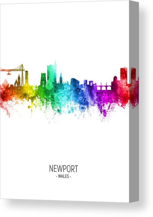 Newport Canvas Print featuring the digital art Newport Wales Skyline #76 by Michael Tompsett