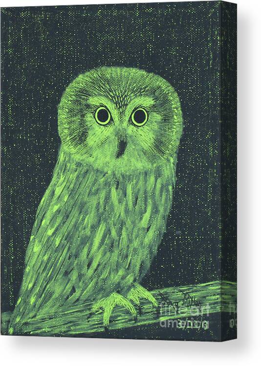 Night Visions Canvas Print featuring the painting Night Visions Barn Owl by Doug Miller