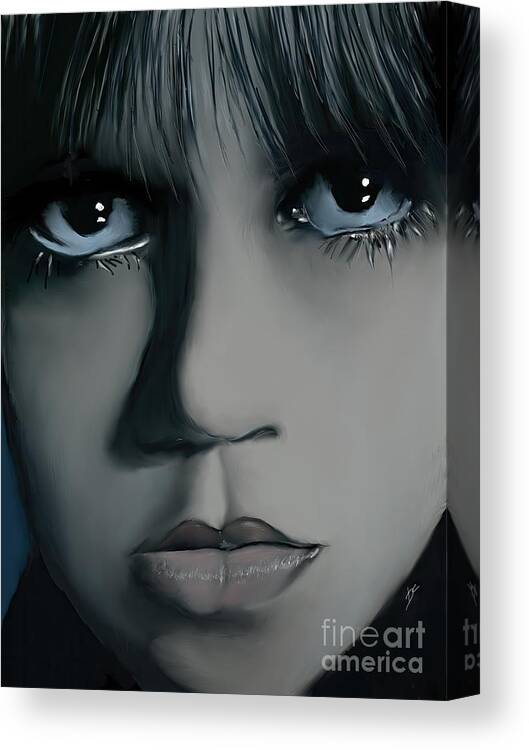 Blinking Canvas Print featuring the digital art No blinking by Darren Cannell