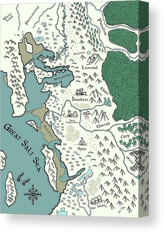 Maps Canvas Print featuring the digital art Northern Wasatch by John Armstrong