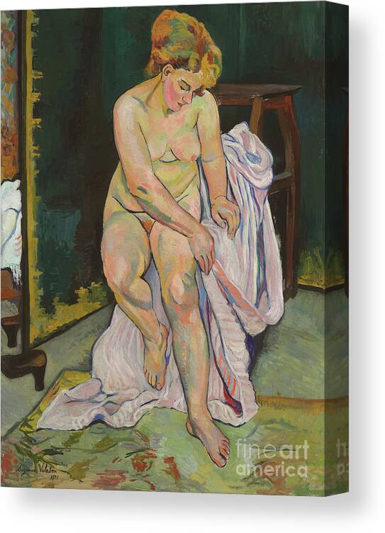 Suzanne Valadon Canvas Print featuring the painting Nu a la draperie, 1921 by Suzanne Valadon
