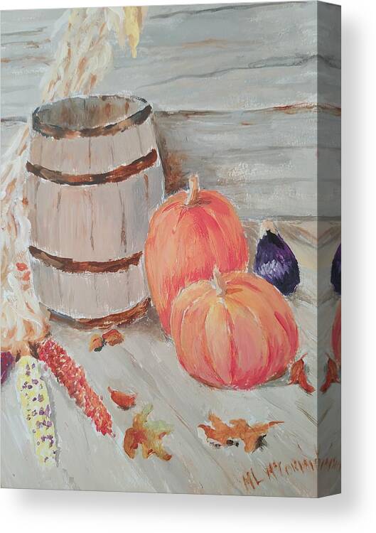 Pumpkins Canvas Print featuring the painting October Harvest by ML McCormick
