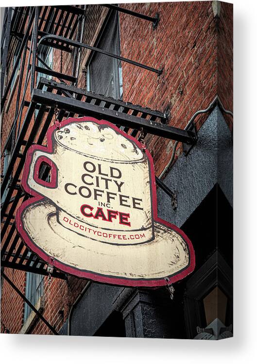 Coffee Canvas Print featuring the photograph Old City Coffee Cafe by Kristia Adams