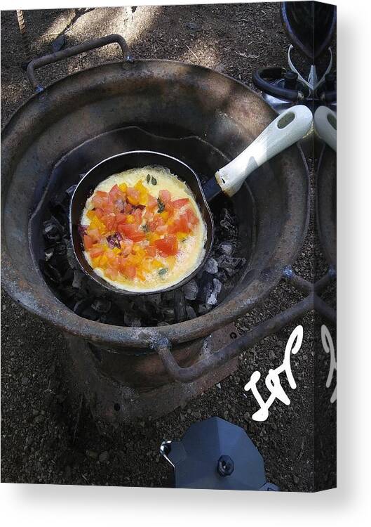 Eggs Canvas Print featuring the photograph Omelet in a Pan by Esoteric Gardens KN