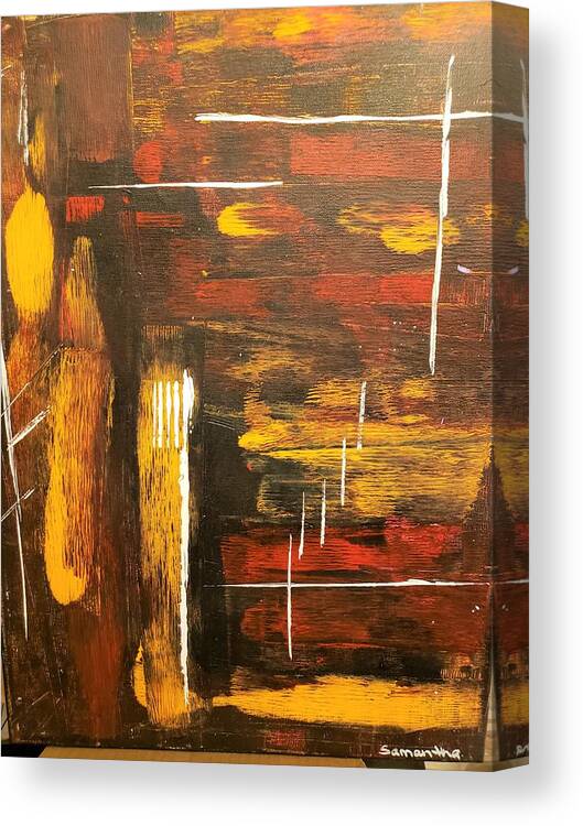  Canvas Print featuring the painting Orange Embers by Samantha Latterner