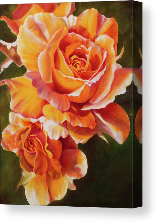 Oil Painting Canvas Print featuring the painting Orange Roses by Tammy Pool