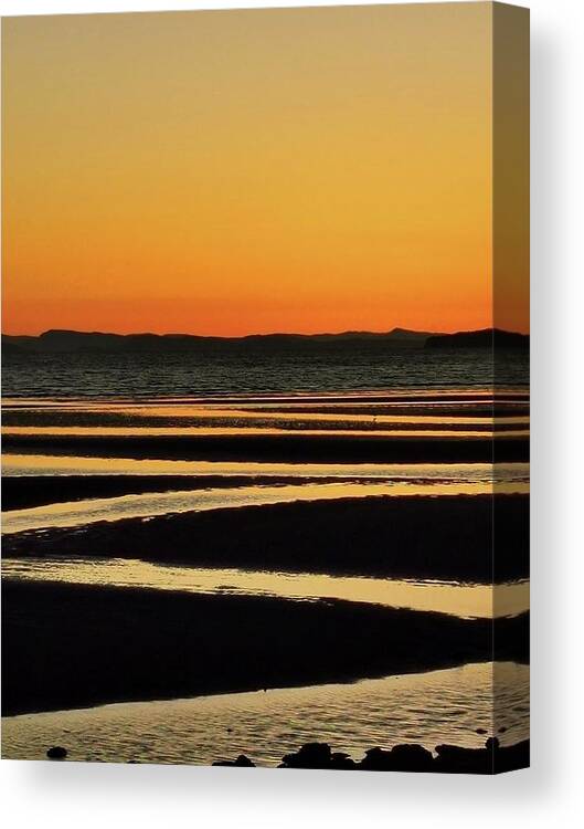 Orange Canvas Print featuring the photograph Orange Sunset Over the Pacific by James Cousineau