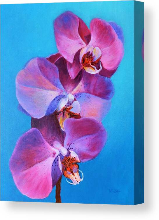 Orchids Canvas Print featuring the painting Orchid Love by Vina Yang