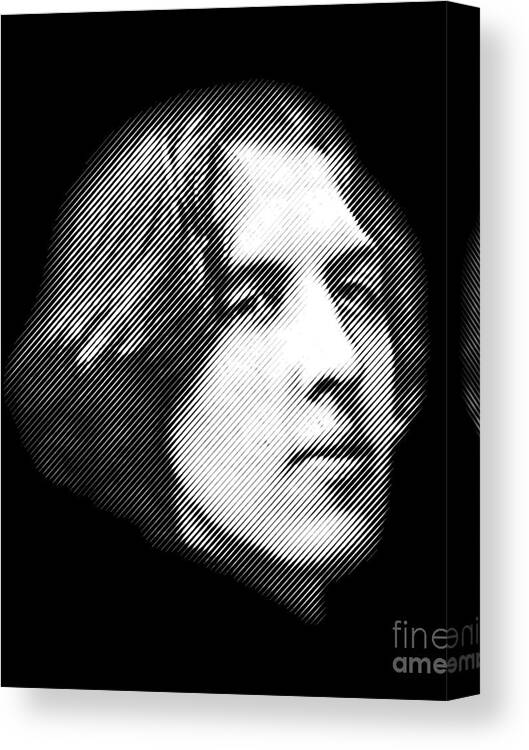 Oscar Canvas Print featuring the digital art Oscar Wilde close-up portrait by Cu Biz