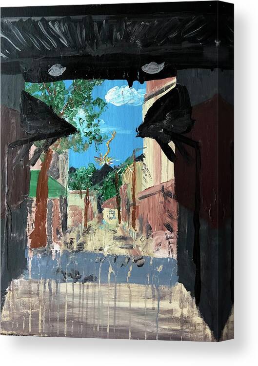 Pompeii Canvas Print featuring the painting Out of the Blue by Bethany Beeler