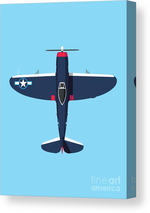 Fighter Canvas Print featuring the digital art P-47 Thunderbolt WWII Fighter Aircraft - Blue by Organic Synthesis