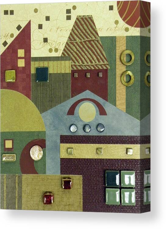 Mixed-media Canvas Print featuring the mixed media Paint the Town by MaryJo Clark